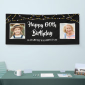60誕生日Then & Now Photos Lights Black 横断幕 (トレードショー)