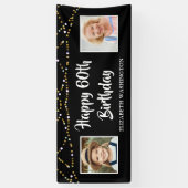 60誕生日Then & Now Photos Lights Black 横断幕 (縦)