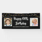 60誕生日Then & Now Photos Lights Black 横断幕 (横)