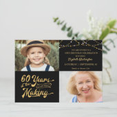 60誕生日Then & Now Photos String Lights 招待状 (スタンド正面)