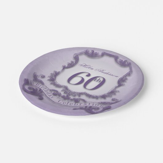 60誕生祝いヴィンテージ枠 ペーパープレート (アングル)