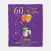 60誕生祝い紫 フリースブランケット (正面)