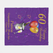 60誕生祝い紫 フリースブランケット (正面(横))