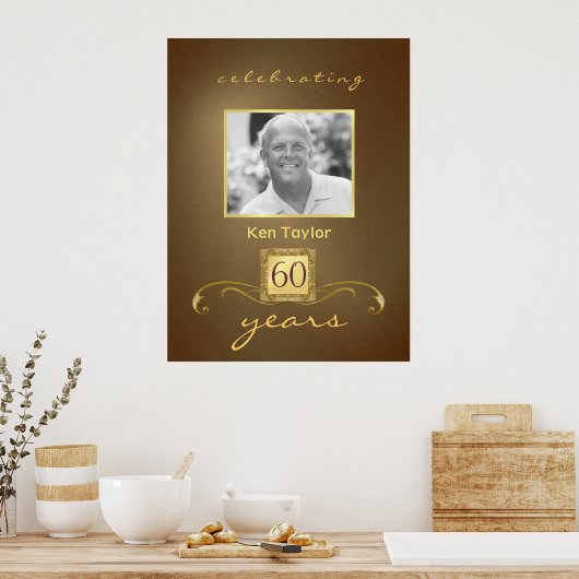 60誕生祝い – フォトポスカスタムター ポスター (キッチン)