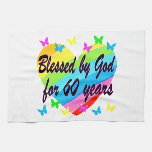 60賛美年間のハートデザイン キッチンタオル (横)