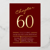 60赤60th誕生日パーティー金ゴールド 箔招待状 (正面)