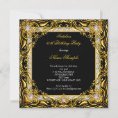 60金ゴールドダイヤモンドブラック60th誕生日パーティー 招待状 (裏面)