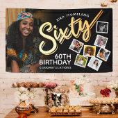 60金ゴールド第60誕生日の黒写真 横断幕