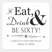 60食べ誕生日に戻る60 スクエアシール (正面)