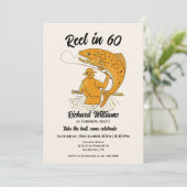 60魚釣りヴィンテージメンズ60誕生日 招待状 (スタンド正面)