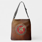 [600]アッシリア翼ライオン – 金ゴールドラマス クロスボディバッグ (裏面)