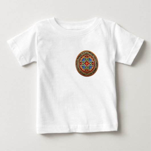 [600]ケルト十字架[金ゴールド+エナメル] ベビーTシャツ (正面)