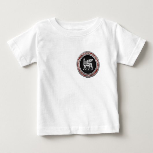 [600]バビロニア人によって飛ぶBull [銀] [3D] ベビーTシャツ (正面)