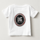[600]バビロニア人によって飛ぶBull [銀] [3D] ベビーTシャツ (裏面)