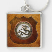 [600]ブラック&金ゴールド聖なる東龍 キーホルダー (正面)