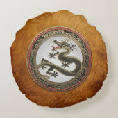 [600]ブラック&金ゴールド聖なる東龍 ラウンドクッション (裏面)