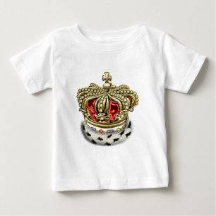 [600]王子[王]王室の王冠[ファー+金ゴールド][赤] ベビーTシャツ