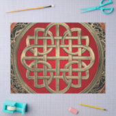 [600]神聖なケルト族の金ゴールドの結び目の十字 薄葉紙 (クラフト)