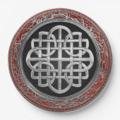 [600]神聖なケルト族の銀製の結び目の十字 ペーパープレート (正面)