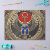 [600]神聖なAnkhの金ゴールドのエジプト人によって飛ぶオオタマオシコガネ 薄葉紙 (クラフト)