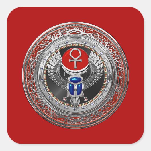 [600]聖銀エジプト翼スカラブ&アンク スクエアシール (正面)