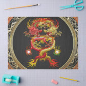 [600]赤くおよび黄色のドラゴン 薄葉紙 (クラフト)