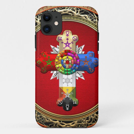 【600】赤と金ゴールドのローズクロス(バラクロワ) Case-Mate iPhoneケース (裏面)