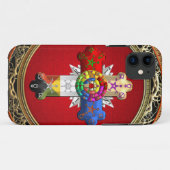 【600】赤と金ゴールドのローズクロス(バラクロワ) Case-Mate iPhoneケース (裏面(横))