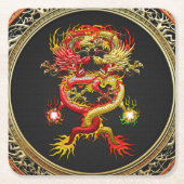 【600】赤・黄ドラゴンズ スクエアペーパーコースター (正面)