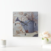 6033ほろがきがキルトの時計に水かき缶 スクエア壁時計 (ホーム)