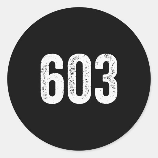 603 Distressed New Hampshire Area Code  ラウンドシール (正面)