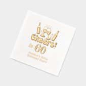 * 60（または任意の年齢）の誕生日ワイングラスへの応援 箔ナプキン (左)