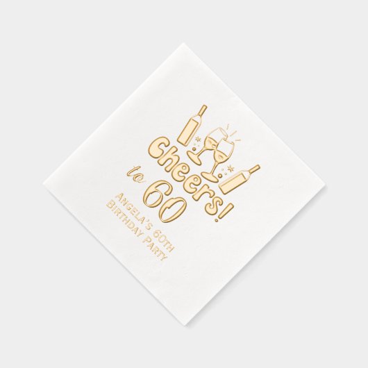 * 60（または任意の年齢）の誕生日ワイングラスへの応援 箔ナプキン (右)