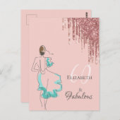 60 &素晴らしいパーティーバラ金ゴールドグリッターの招待 ポストカード (正面/裏面)