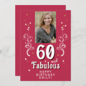 60&素晴らしい葉の魔法の写真60誕生日 (正面/裏面)