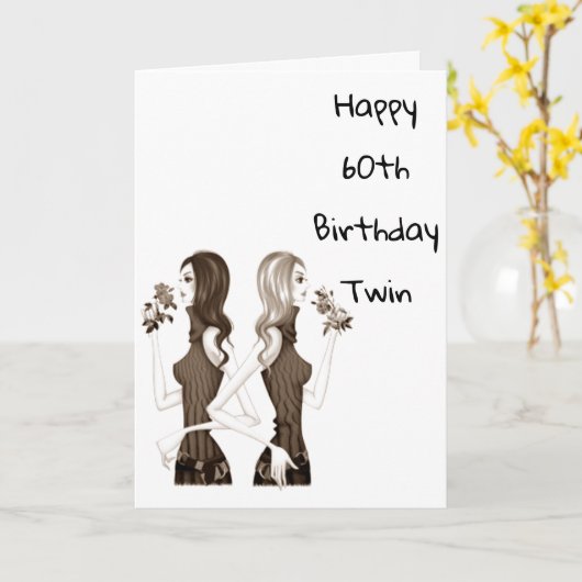 **60**誕生日が双子の妹**に願う** カード (黄色い花)