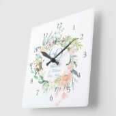 60/75周年記念結婚バラガーランド スクエア壁時計 (傾斜)