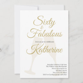 60 and Fabulous 60th Birthday Party White Gold 招待状