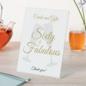 60 and Fabulous Birthday Gift Table White Gold  台座サイン (インサイチュ)