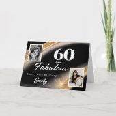 60 and Fabulous Black Gold Photo 60th Birthday カード (正面)