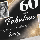 60 and Fabulous Black Gold Photo 60th Birthday カード