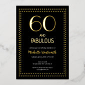 60 and Fabulous Elegant Sixtieth Birthday Party 箔招待状 (正面)
