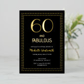 60 and Fabulous Elegant Sixtieth Birthday Party 箔招待状 (立ち正面)