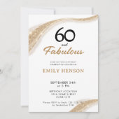60 and Fabulous Gold 60th Birthday Invitation 招待状 (正面)