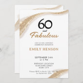 60 and Fabulous Gold 60th Birthday Invitation 招待状 (正面/裏面)