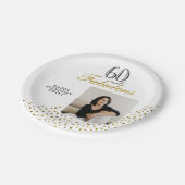 60 and Fabulous Gold Glitter Photo 60th Birthday ペーパープレート (アングル)