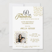 60 and Fabulous Gold Glitter Photo 60th Birthday 招待状 (正面)