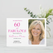 60 and Fabulous Photo Pink 60th Birthday Party 招待状 (スタンド正面)