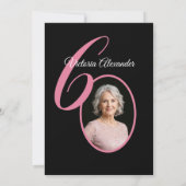 60 and Fabulous Pink Black Photo 60th Birthday 招待状 (裏面)