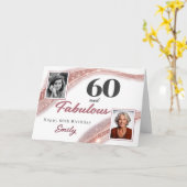 60 and Fabulous Rose Gold Photo 60th Birthday カード (黄色い花)